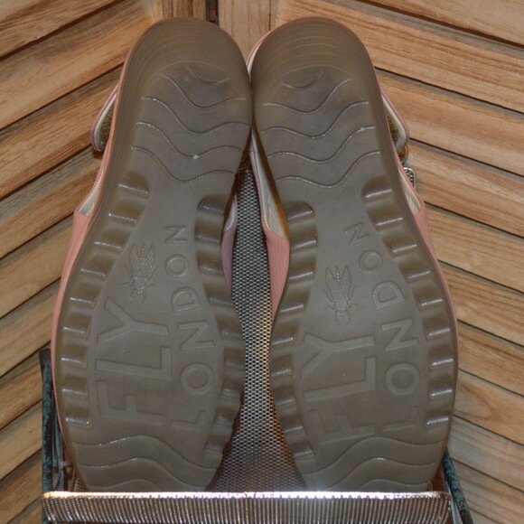 Fly London 6 Yahl Pink Leather Open Toe Shoes Platform Wedge EUR 37 - Picture 7 of 7